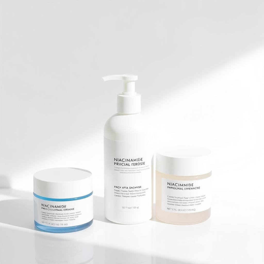 Linha Skincare com Niacinamida, Limpeza, Toner e Creme Facial
